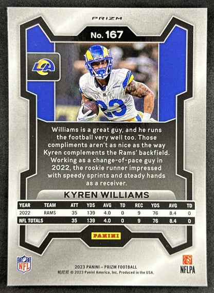 Kyren Williams 2023 Panini Prizm Silver Rams Sports Trading Card