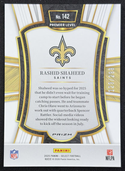 Rashid Shaheed 2025 Panini Select Premier Level Tri-Color Prizm /299 Saints
