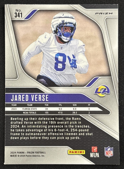 Jared Verse 2024 Panini Prizm Green Wave Prizm Rams - back