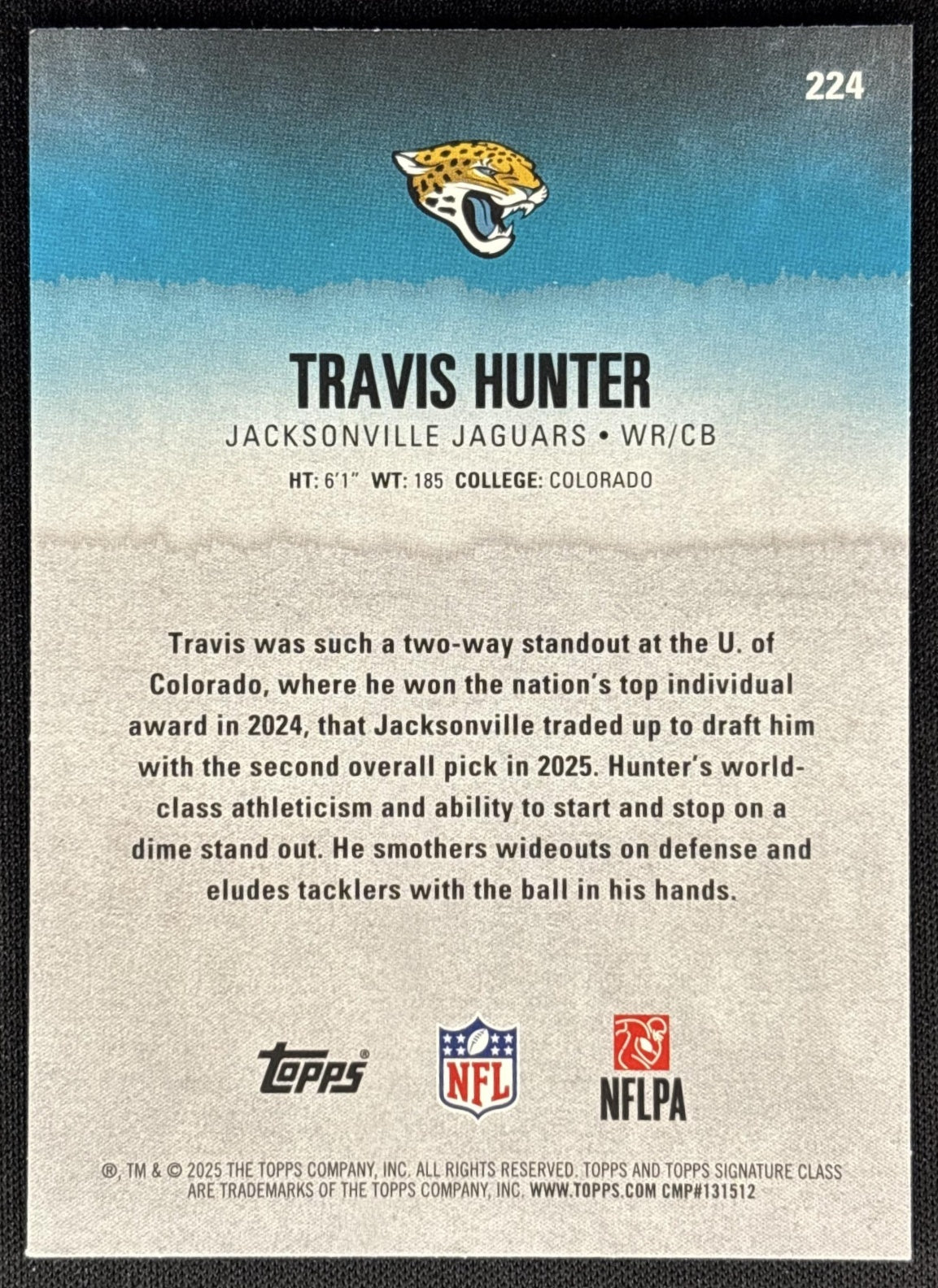 Travis Hunter 2025 Topps Signature Class Rookie Jaguars Sports Trading Cards