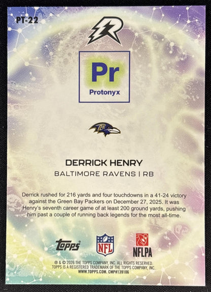 Derrick Henry 2025 Topps Resurgence Protonyx Navy Surge Refractor /275 Ravens Sports Trading Cards