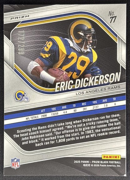 Eric Dickerson 2025 Panini Prizm Black Red /299 Rams Sports Trading Cards