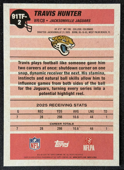 Travis Hunter 2026 Topps 1991 Jaguars back