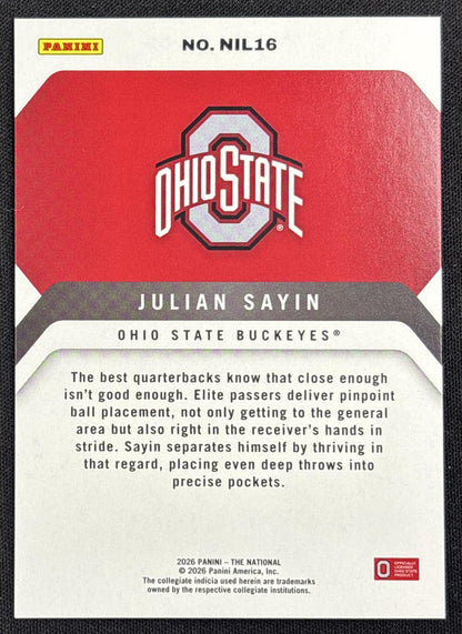 Julian Sayin 2026 Panini NSCC Silver Pack Foil