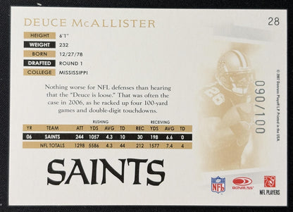 Deuce McAllister 2007 Donruss Threads Silver Holofoil /100 Saints