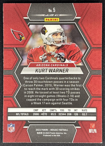 Kurt Warner 2023 Panini Mosaic Reactive Blue Mosaic Cardinals Sports Trading Cards