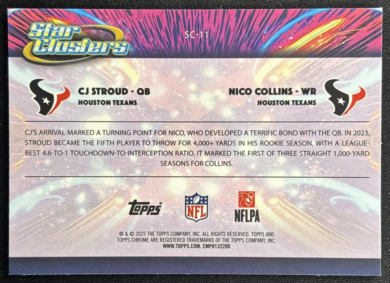 Nico Collins CJ Stroud 2025 Topps Cosmic Chrome Star Clusters Texans back