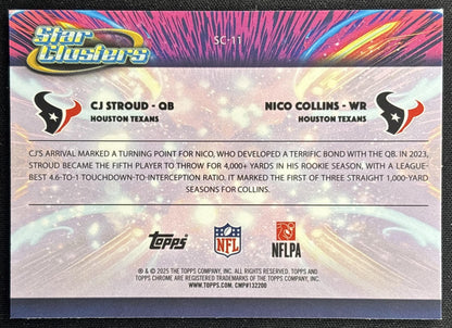Nico Collins CJ Stroud 2025 Topps Cosmic Chrome Star Clusters Texans back