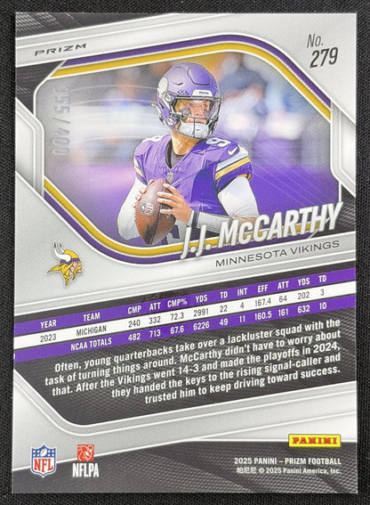 J.J. McCarthy 2025 Panini Prizm Pandora /400 Vikings