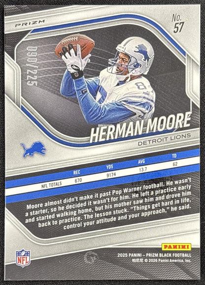 Herman Moore 2025 Panini Prizm Black Football /225 Lions