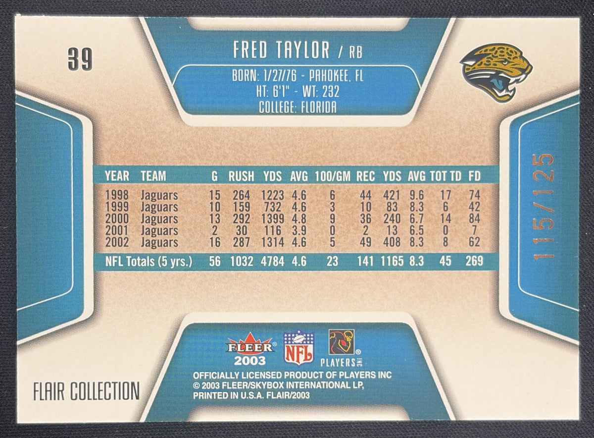 Fred Taylor 2003 Fleer Flair Collection /125 Jaguars