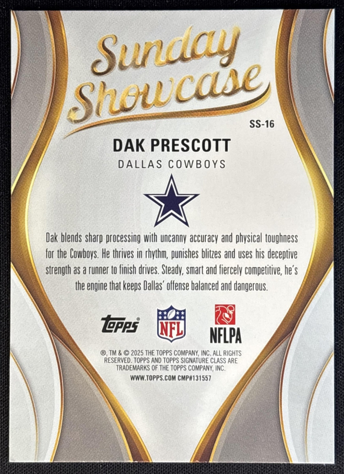 Dak Prescott 2025 Topps Signature Class Sunday Showcase Cowboys