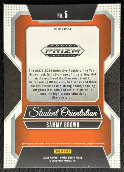 Sammy Brown 2025 Panini Prizm Draft Picks Student Orientation Red Ice Tigers Sports Trading Cards
