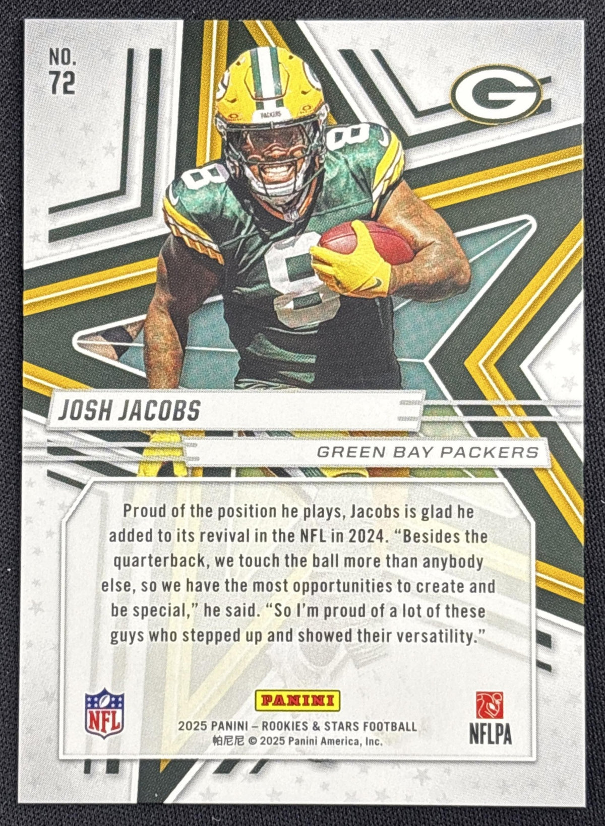 Josh Jacobs 2025 Panini Rookies & Stars Orange /249 Packers Green Bay Packers