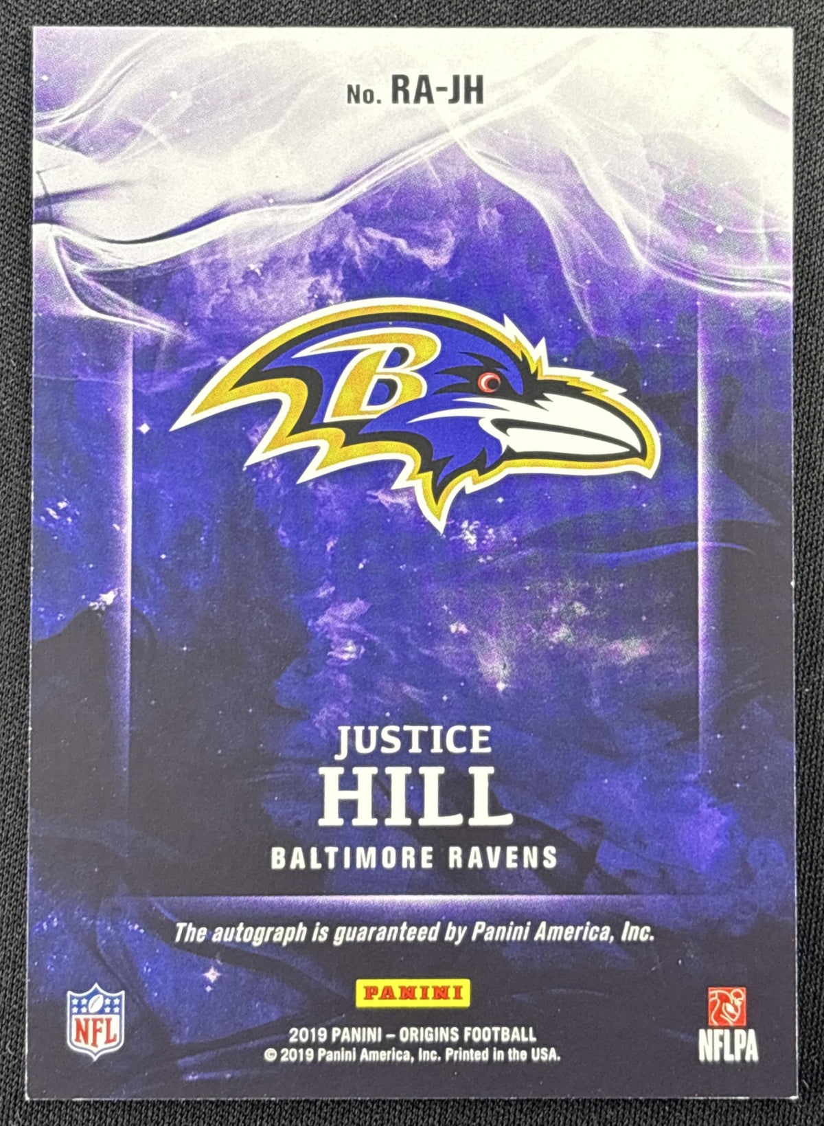 Justice Hill 2019 Panini Origins Rookie Auto Baltimore Ravens