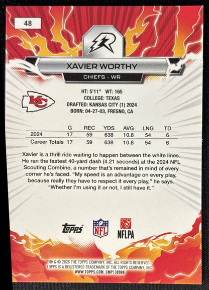 Xavier Worthy 2025 Topps Resurgence Chiefs Kansas City Chiefs back