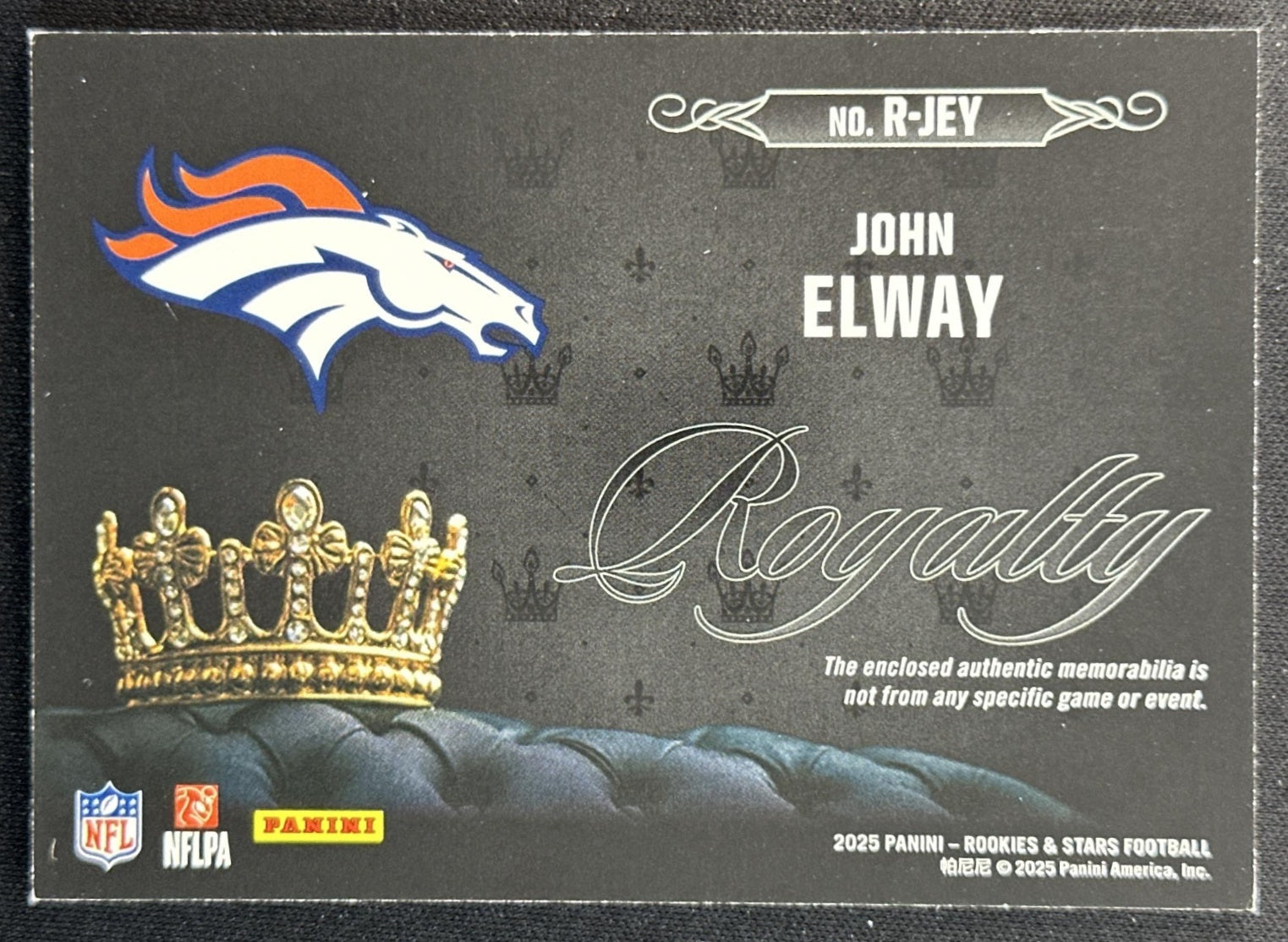 John Elway 2025 Panini Rookies & Stars Royalty Broncos