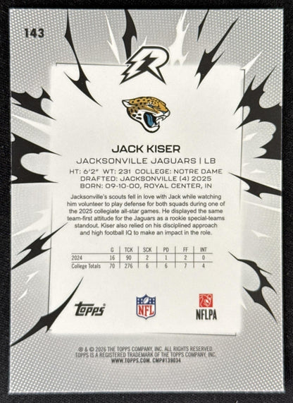Jack Kiser 2025 Topps Resurgence Jaguars Sports Trading Card