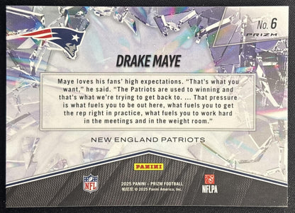 Drake Maye 2025 Panini Prizm Break Silver Patriots back