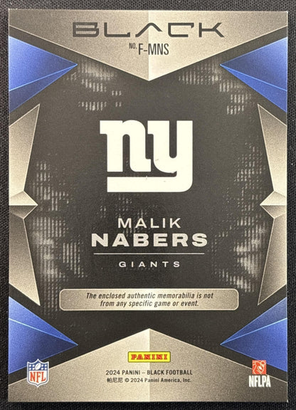 Malik Nabers 2024 Panini Black Futuristic /199 Giants back