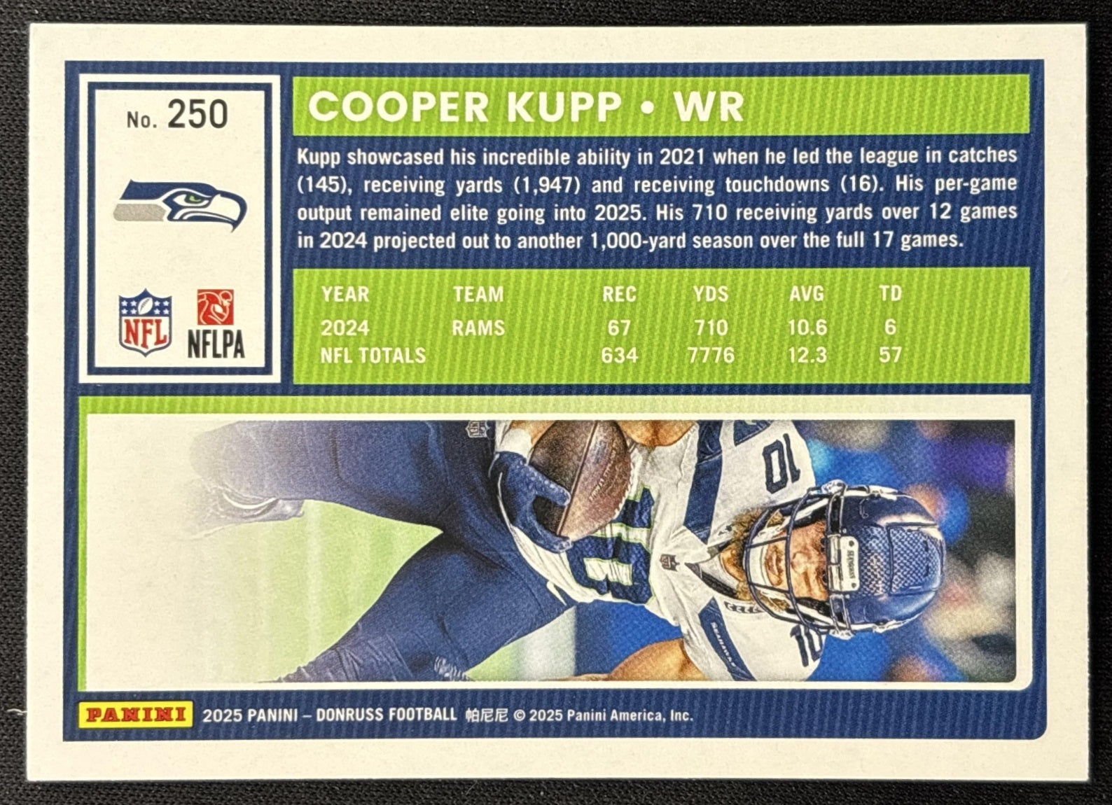 Cooper Kupp 2025 Panini Donruss Press Proof Purple Seahawks - Back