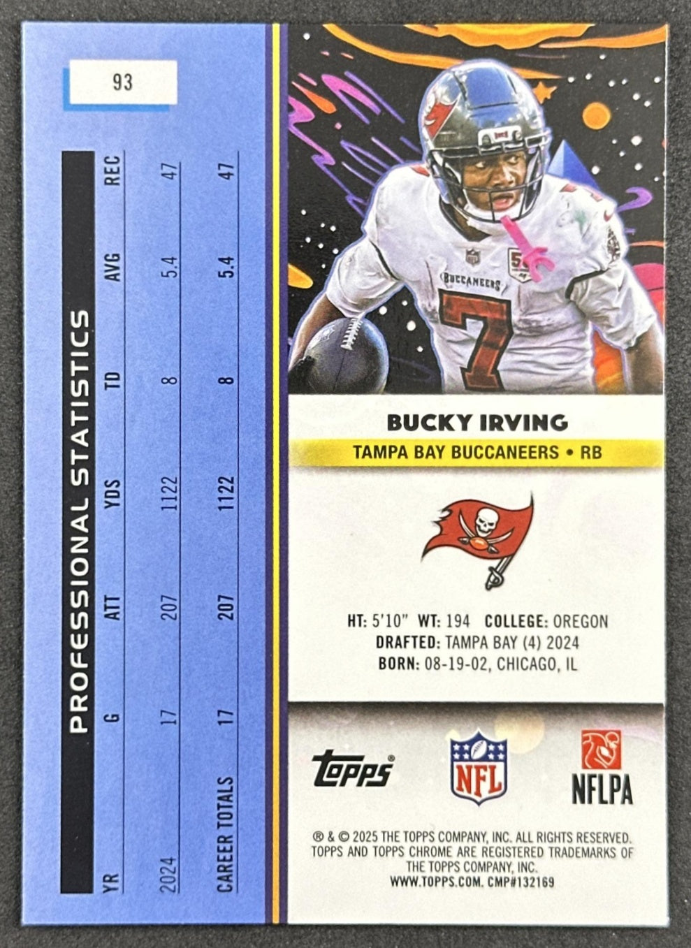 Bucky Irving 2025 Topps Cosmic Chrome Buccaneers back
