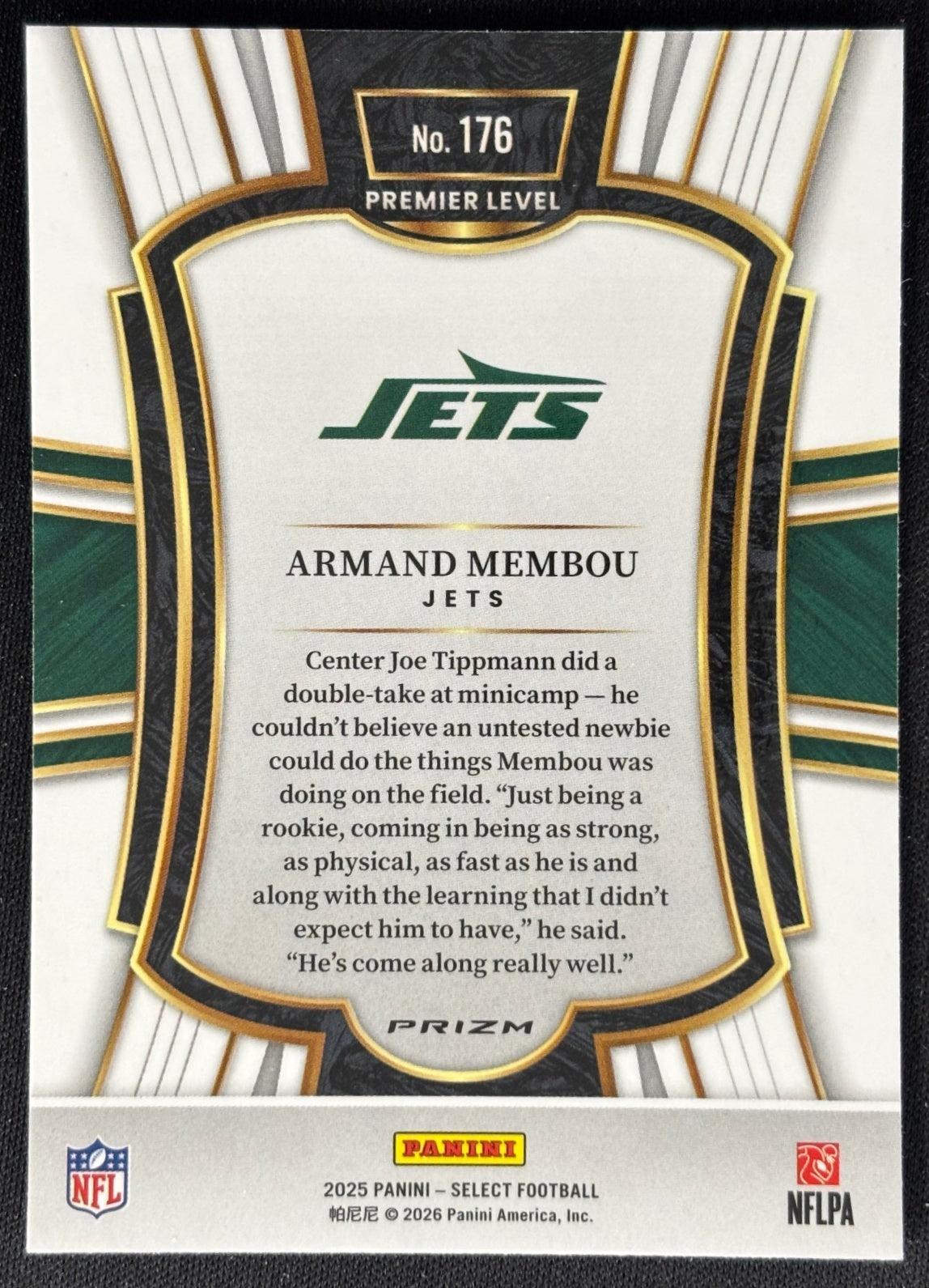 Armand Membou 2025 Select Premier Level Silver Prizm Jets Sports Trading Card