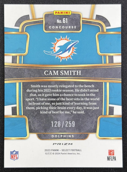 Cam Smith 2023 Panini Select Tri Color Prizms /259 Dolphins
