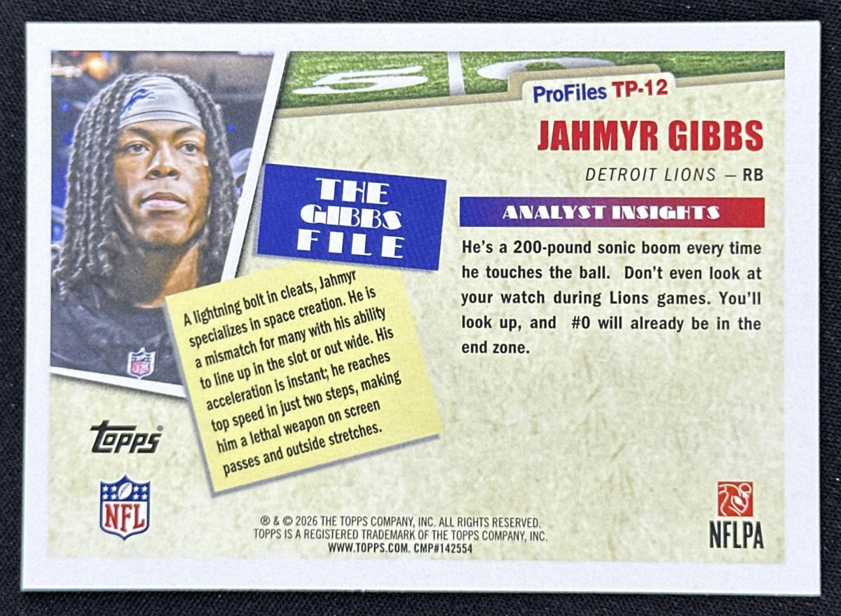 Jahmyr Gibbs 2026 Topps Flagship Profiles Lions
