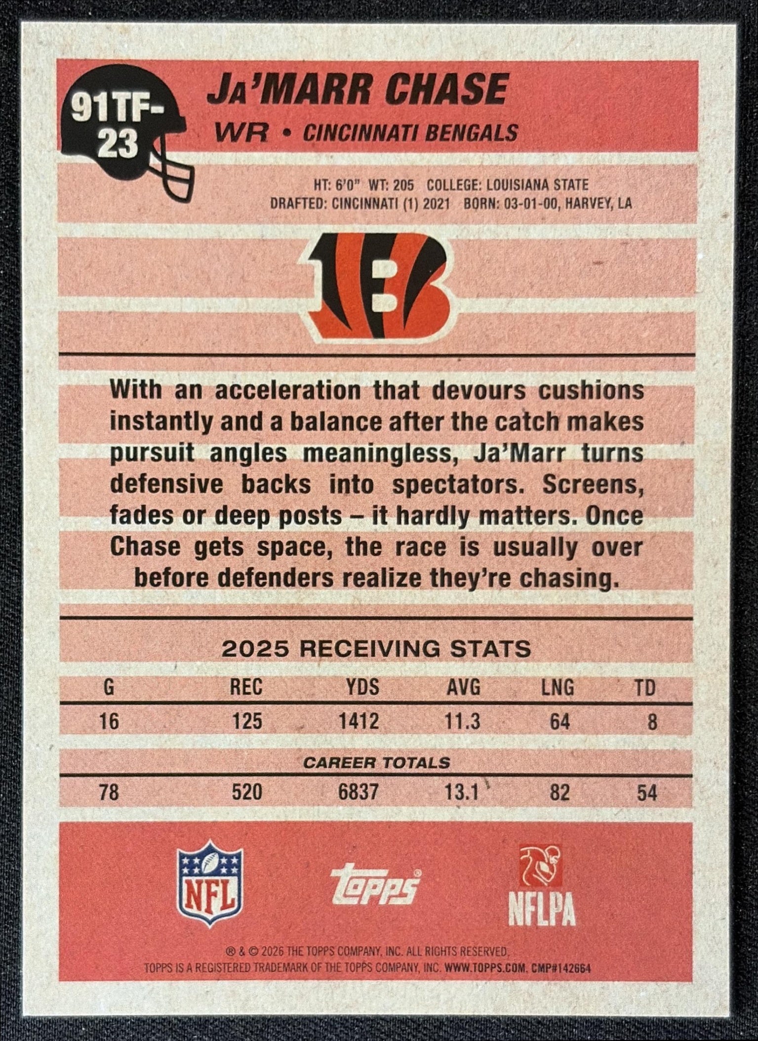 Ja'Marr Chase 2026 Topps 1991 Bengals back