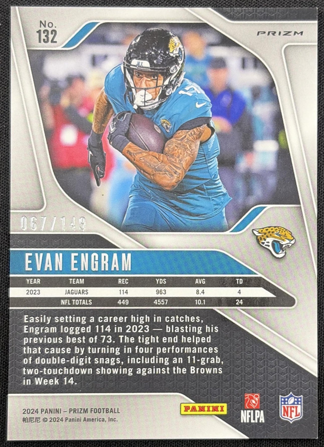 Evan Engram 2024 Panini Prizm Red Wave /149 Jaguars back