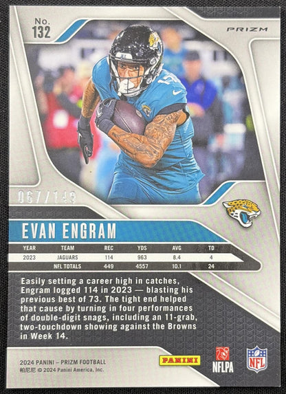 Evan Engram 2024 Panini Prizm Red Wave /149 Jaguars back