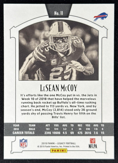 LeSean McCoy 2019 Panini Legacy Yellow /165 Bills Sports Trading Card