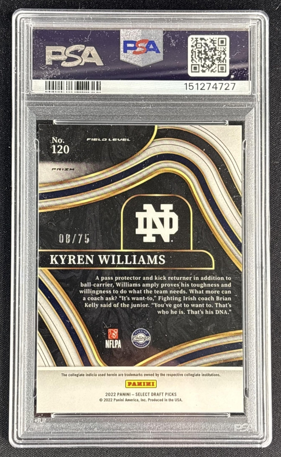 Kyren Williams 2022 Select Draft Picks Purple Prizm /75 PSA 10 Rams 151274727 Sports Trading Cards