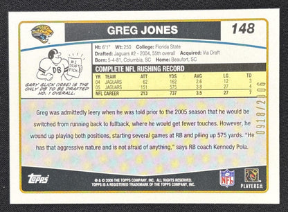 Greg Jones 2006 Topps Gold /2006 Jaguars