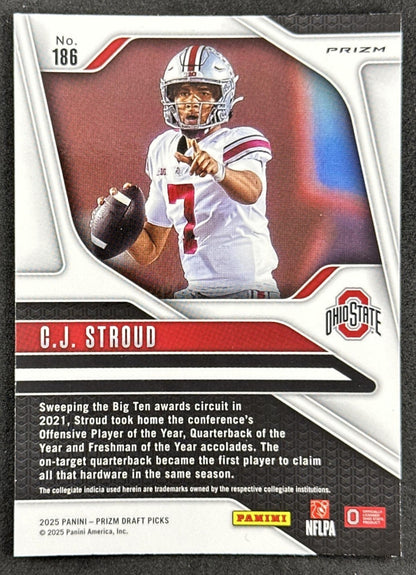 C.J. Stroud 2025 Panini Prizm Draft Picks Red Ice Buckeyes Texans - Back