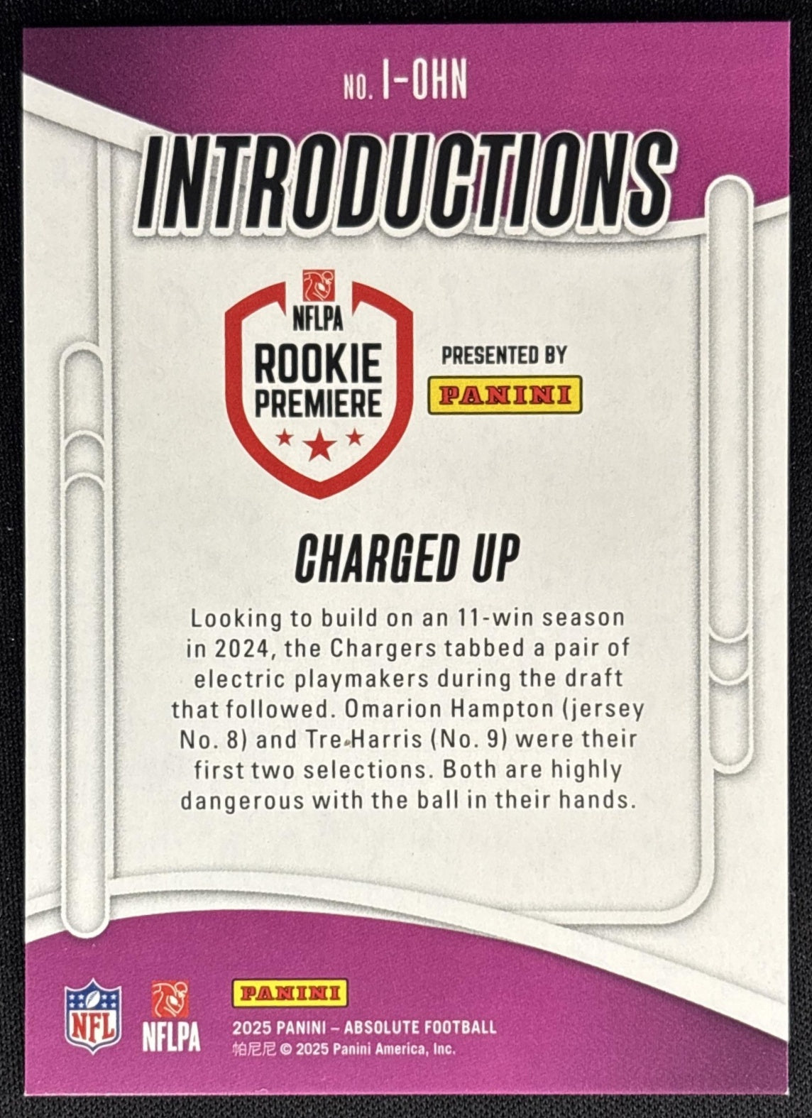 Charged Up 2025 Panini Absolute Introductions Spectrum Orange /75 Chargers Sports Trading Cards