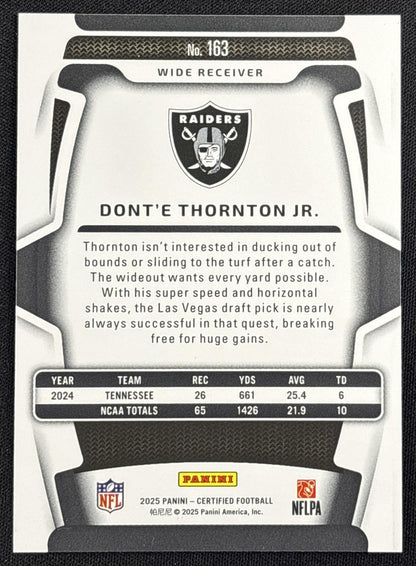 Dont'e Thornton Jr. 2025 Panini Certified Rookies Mirror Orange /150 Raiders Las Vegas Raiders