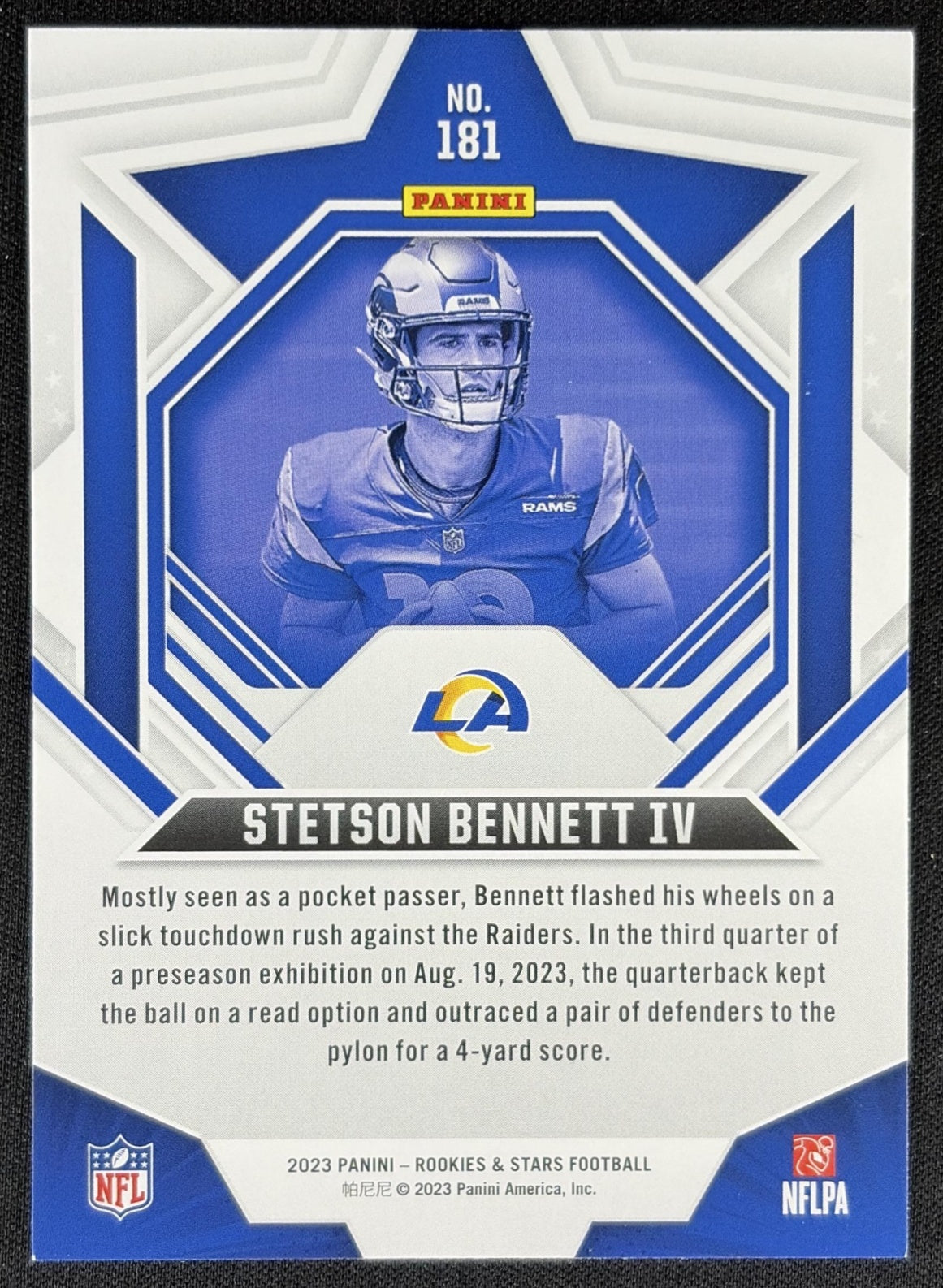 Stetson Bennett IV 2023 Panini Rookies & Stars Longevity Rams