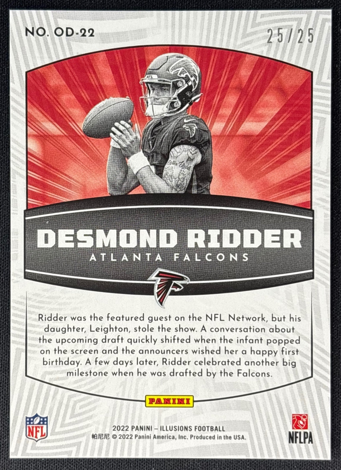 Desmond Ridder 2022 Illusions Operation Detonation Gold /25 Falcons back | Wayne Collection