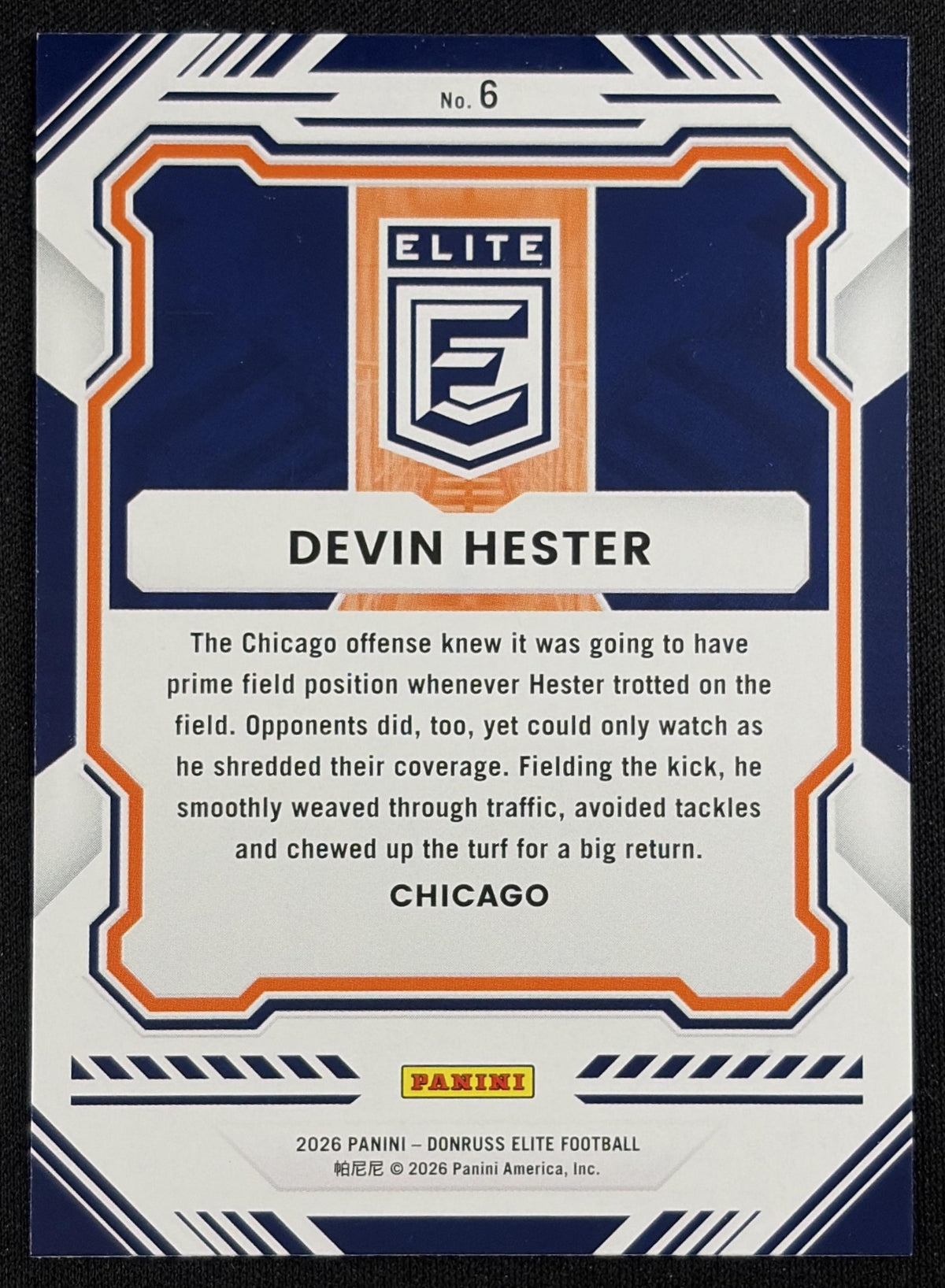 Devin Hester 2026 Panini Donruss Elite Pink Bears