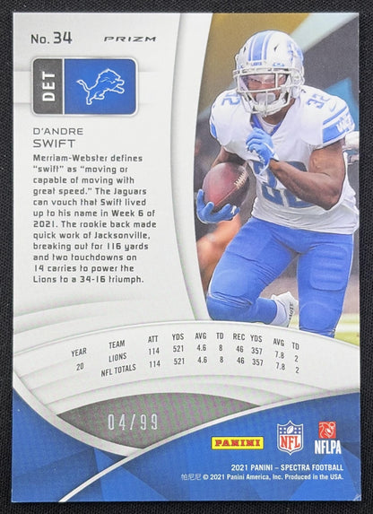 D'Andre Swift 2021 Panini Spectra Celestial /99 Lions Detroit Lions