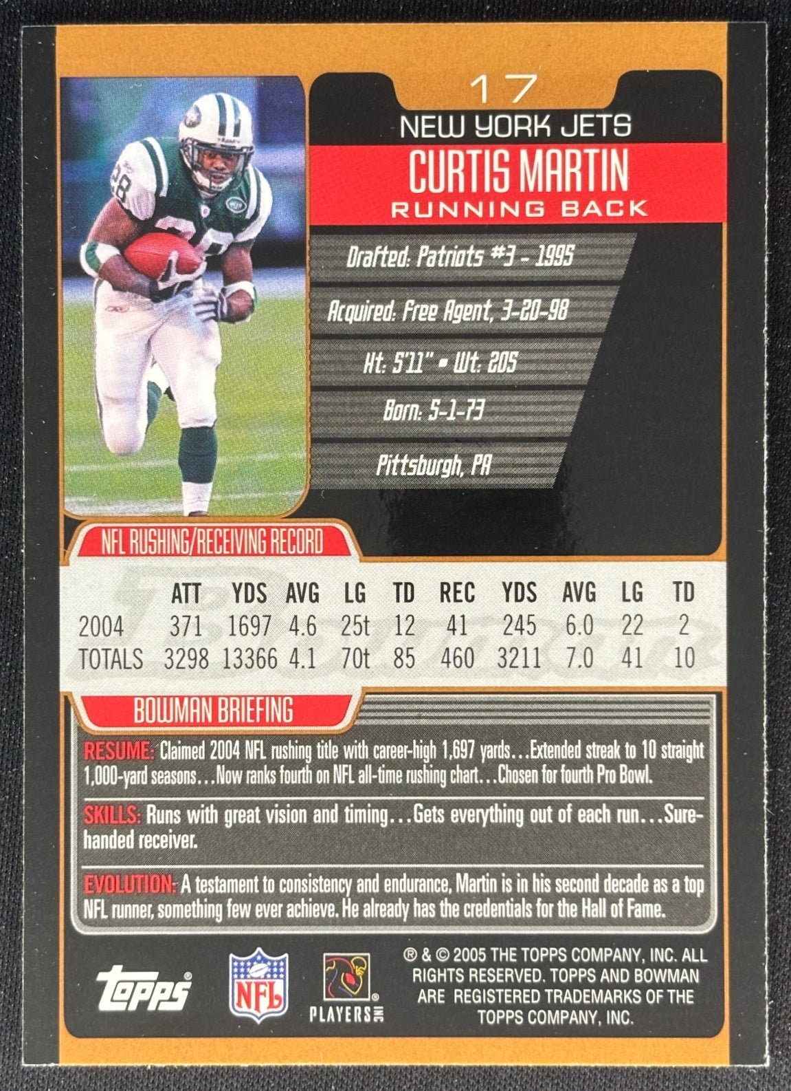 Curtis Martin 2005 Bronze Jets Football
