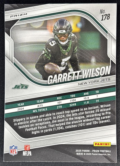Garrett Wilson 2025 Panini Prizm Orange Ice Jets