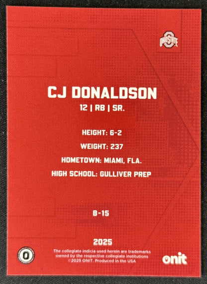 CJ Donaldson Jr. 2025 ONIT Athlete Ohio State Buckeyes Sports Trading Card