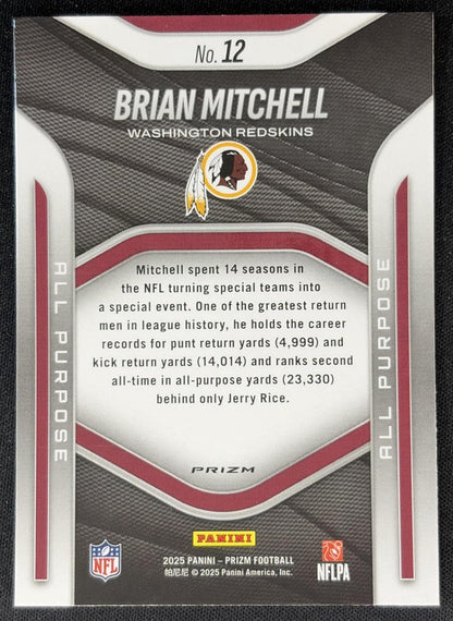 Brian Mitchell 2025 Panini Prizm All Purpose Silver Redskins back
