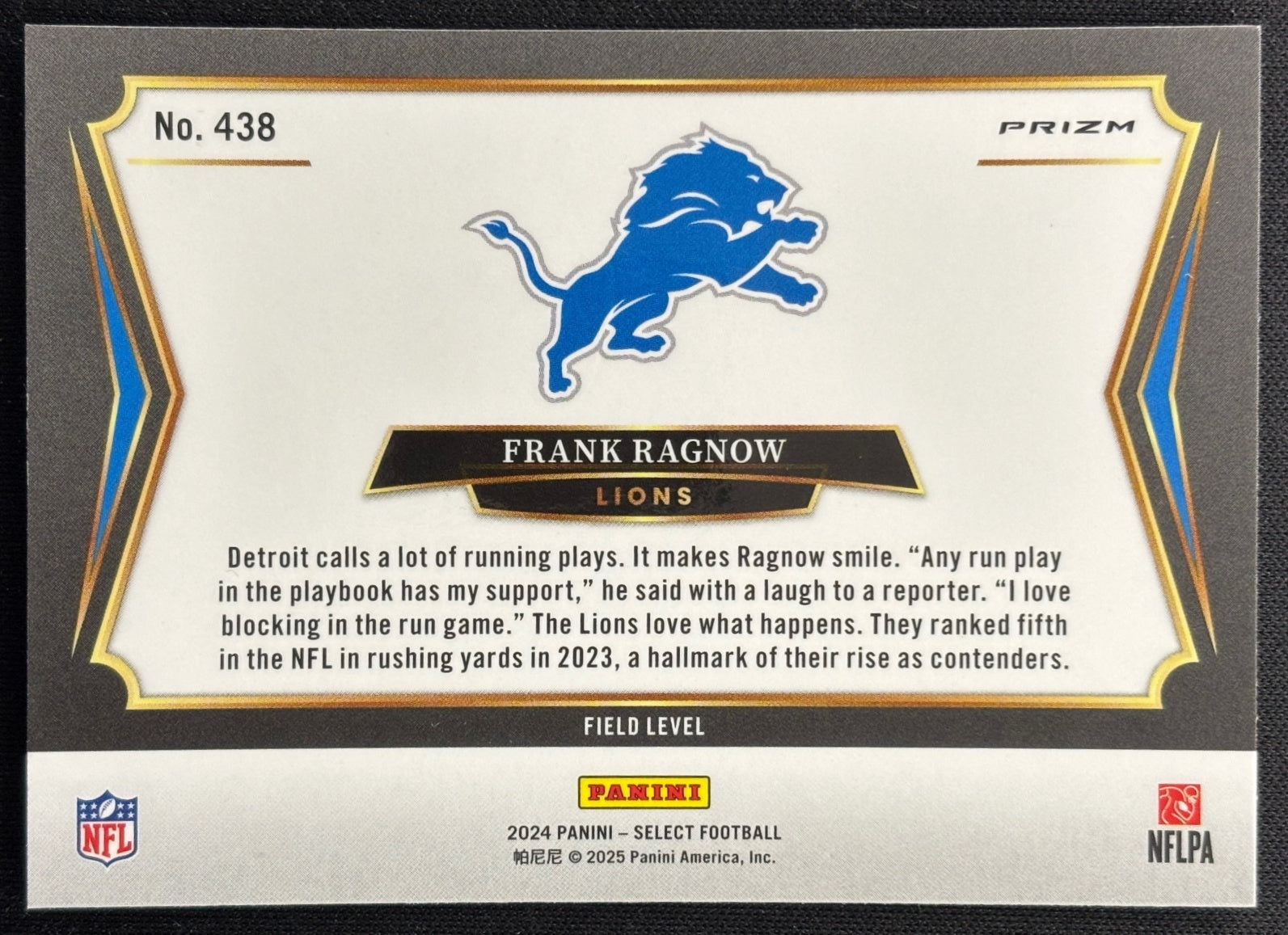 Frank Ragnow 2024 Select Field White Sparkle Lions Sports Trading Cards