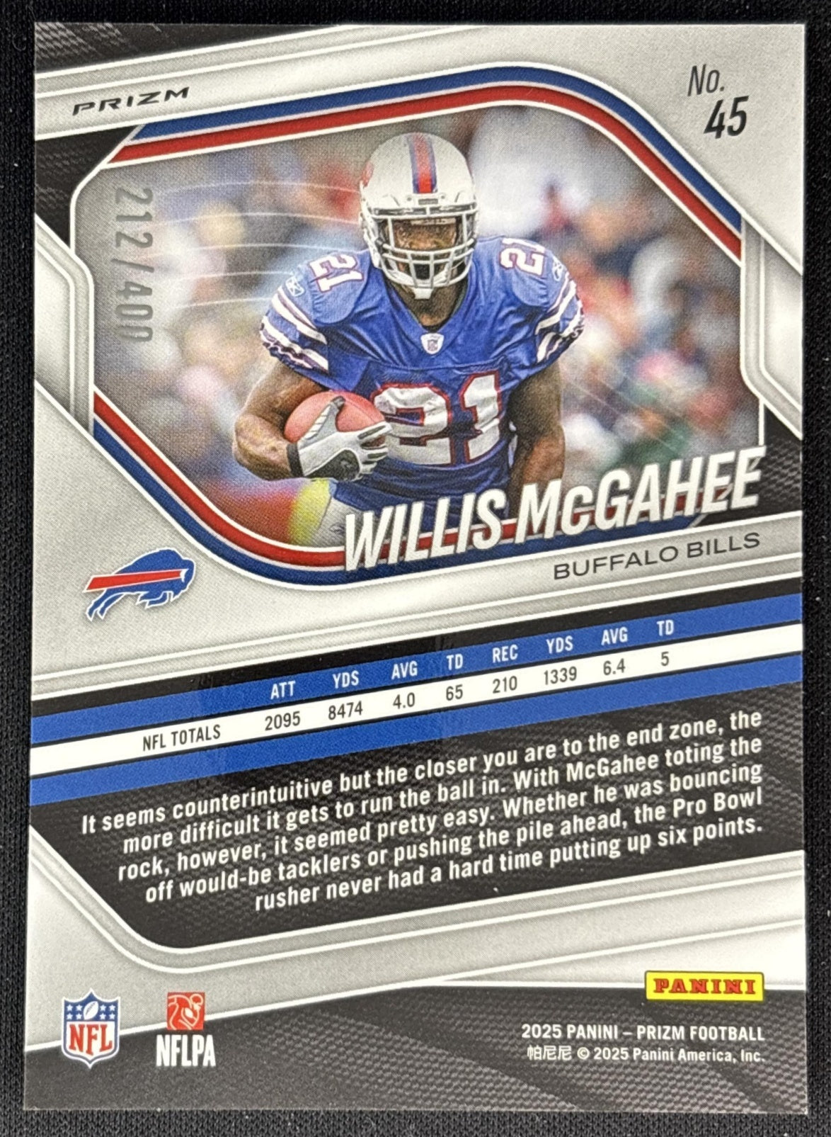 Willis McGahee 2025 Panini Prizm Pandora /400 Bills back