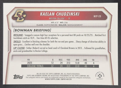 Kaelan Chudzinski 2026 Bowman Chrome Prospects Mojo Refractor Eagles
