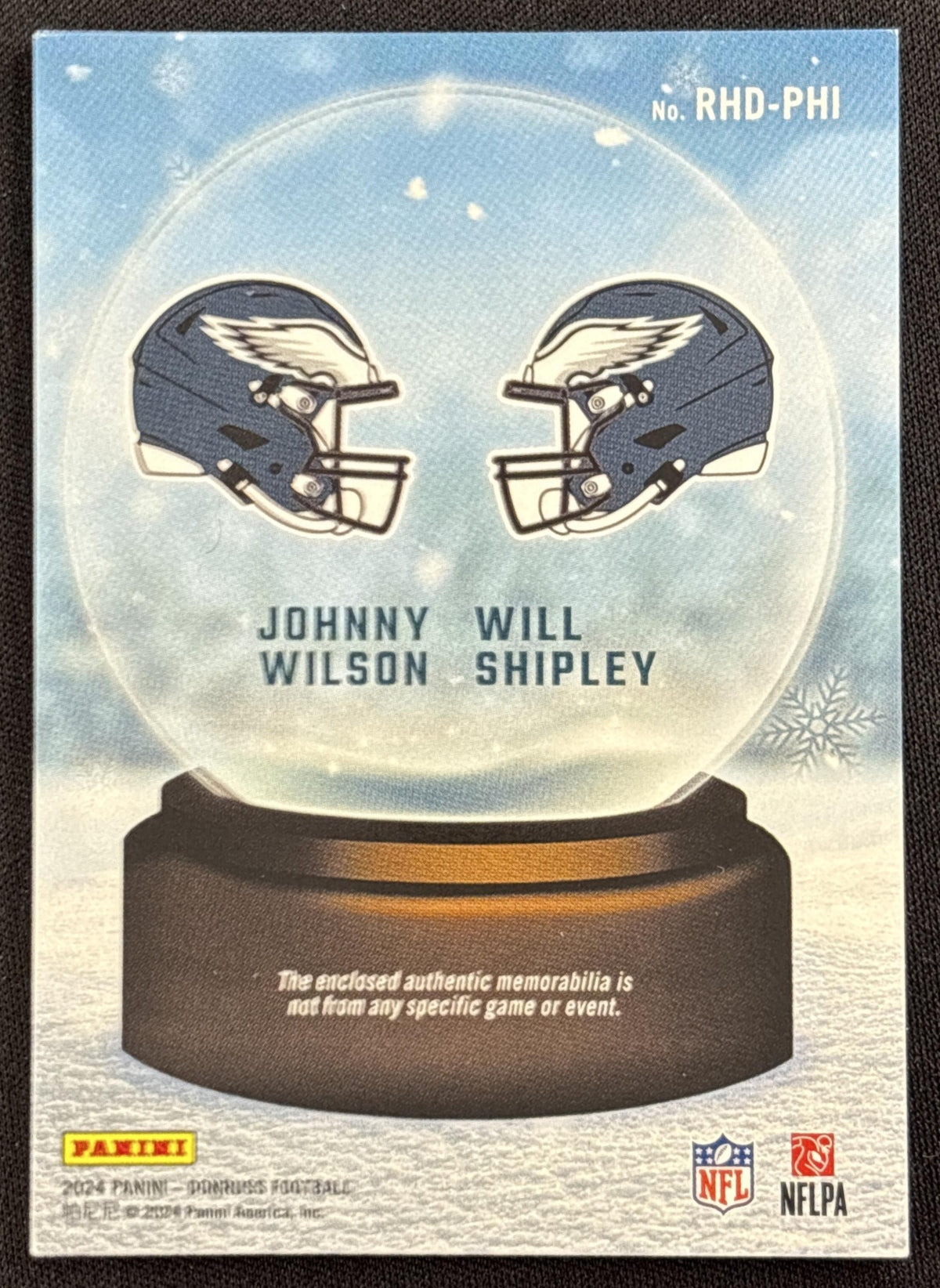 Johnny Wilson Will Shipley 2024 Panini Donruss Rookie Holiday Sweater Dual Eagles Philadelphia Eagles